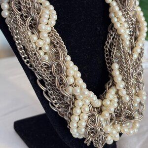 Beautiful LYDEL NYC Multi Strand Bib Necklace (22”)  in Gold Tone with Pouch